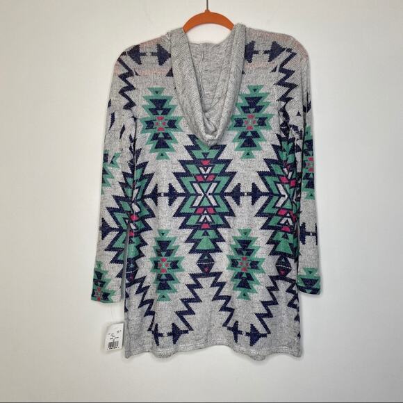 MOA MOA Womens USA Made Tribal Printed Lightweight Hooded Cardigan Sweater XS - Picture 6 of 6